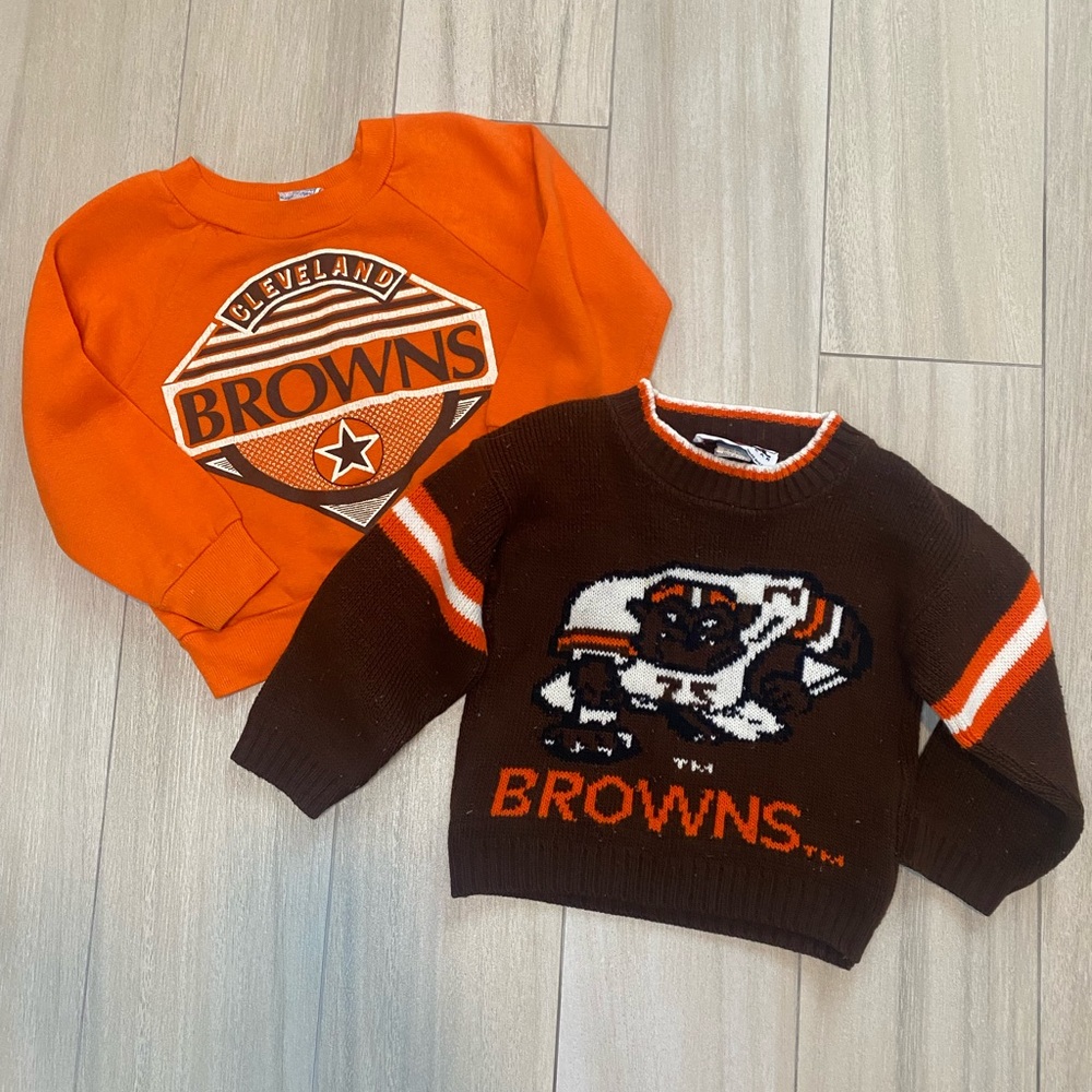 Vintage NFL Cleveland browns kids crewneck knit & cotton sweater 3/4T